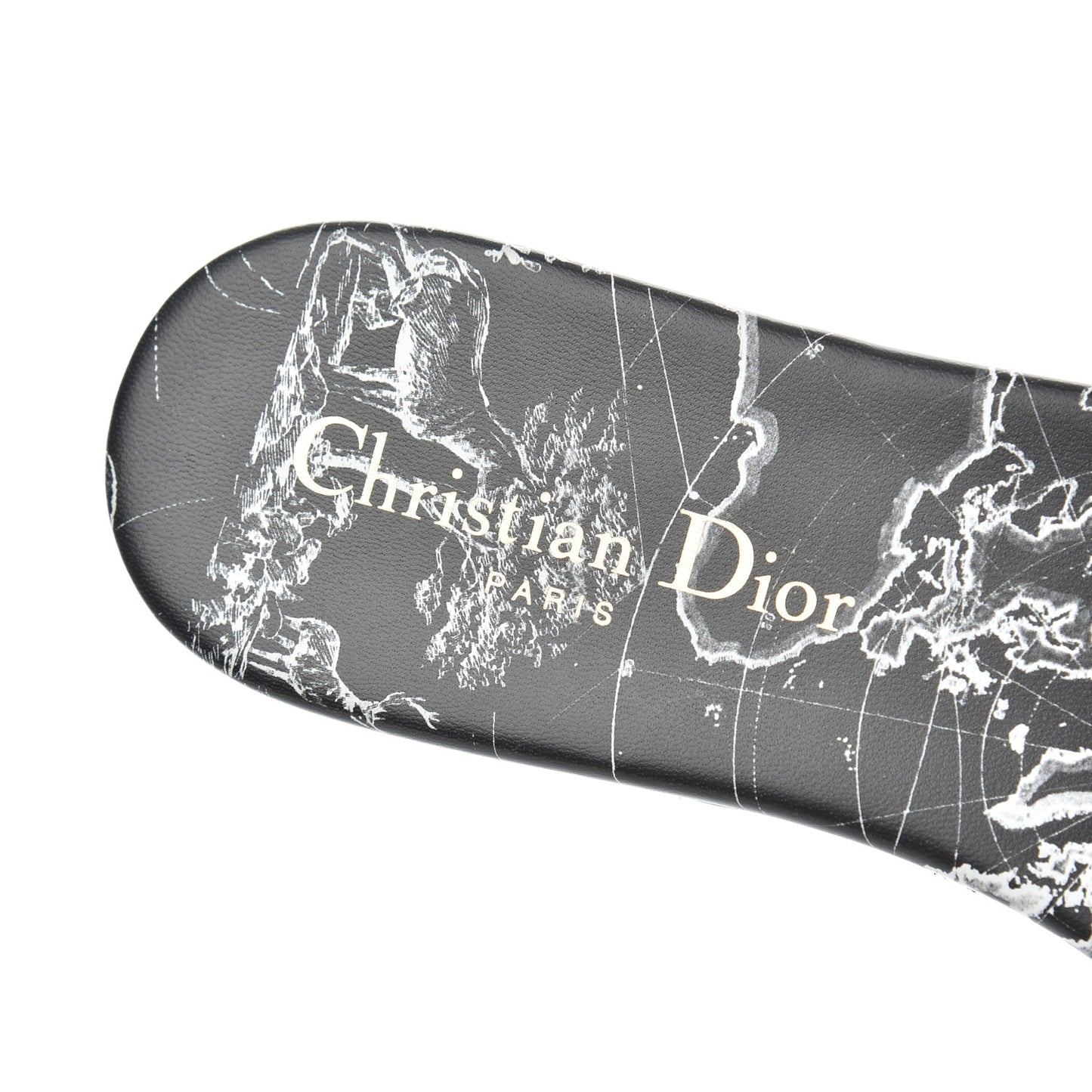 Canvas Around the World Embroidered Dway Flat Slide Sandals 37 Black