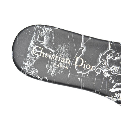Christian Dior Canvas Around the World Embroidered Dway Flat Slide Sandals 37 Black 6 of 13