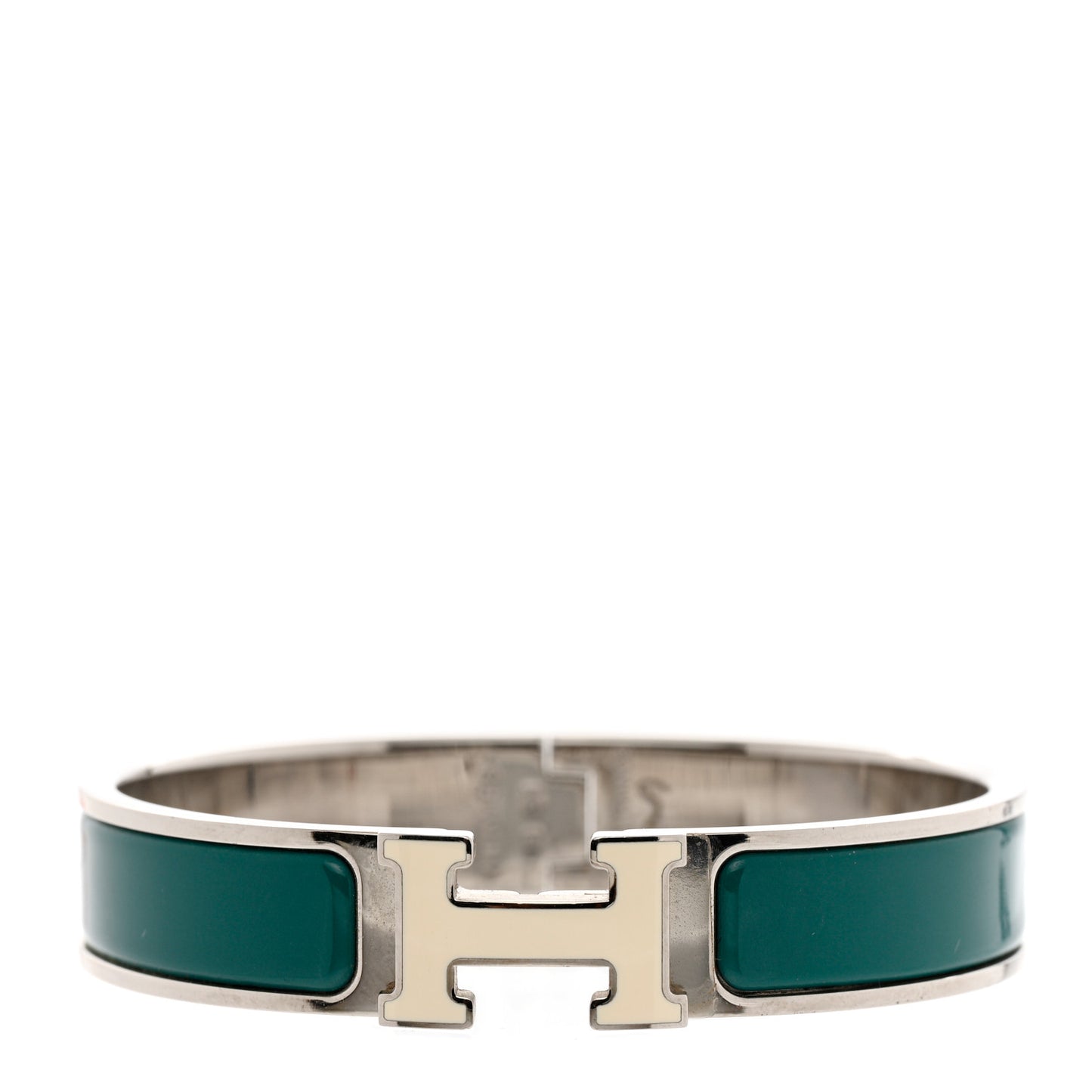 Enamel Narrow Clic Clac H Bracelet GM Vert Bleuete White