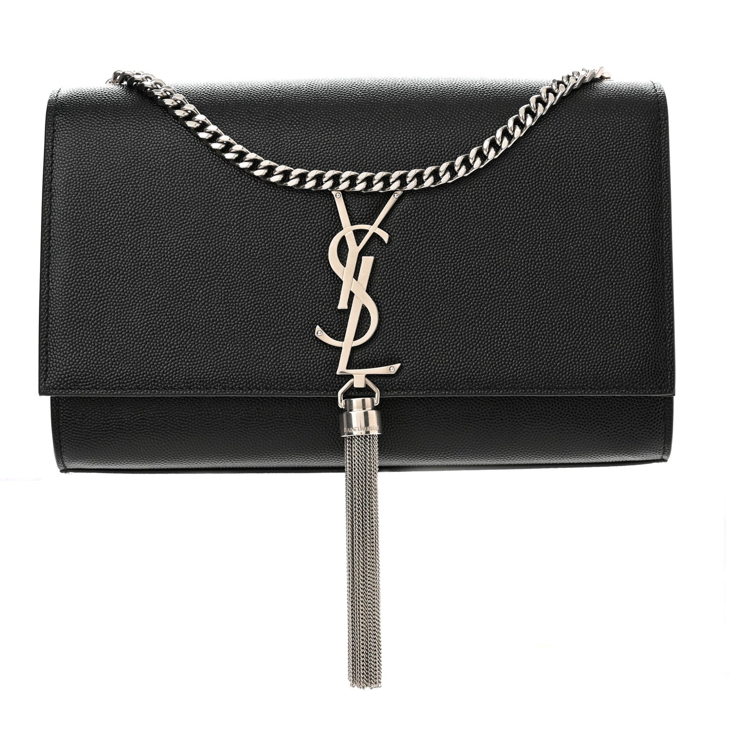Smooth Calfskin Medium Classic Monogram Kate Tassel Satchel Black