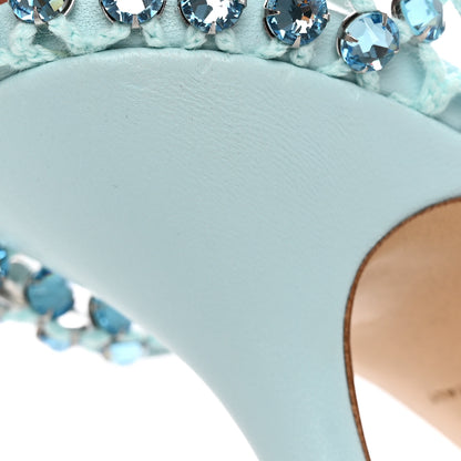 Bottega Veneta Mesh Nappa Crystal Embellished Sparkle Stretch Ankle Tie Sandals 38 Pale Blue 10 of 13