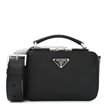 Prada Saffiano Travel Small Brique Top Handle Crossbody Bag Black 1 of 12