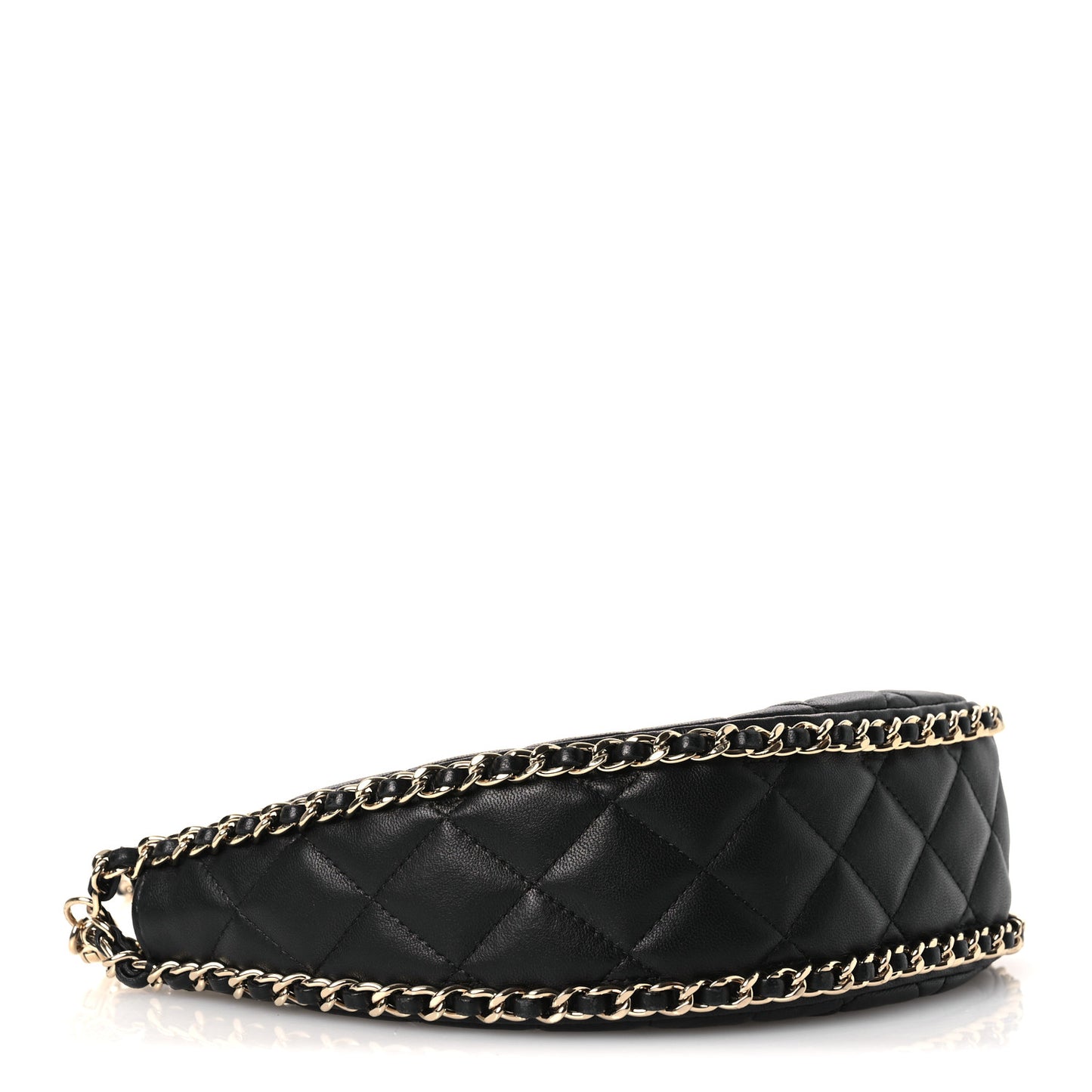 Lambskin Quilted Small Hobo Bag Black