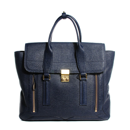 3.1 Phillip Lim 3.1 Textured Calfskin Large Pashli Satchel Ink 1 of 12