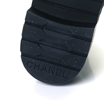 Chanel Shiny Goatskin Calfskin Quilted Lace Up Combat Boots 36.5 Black 8 of 9