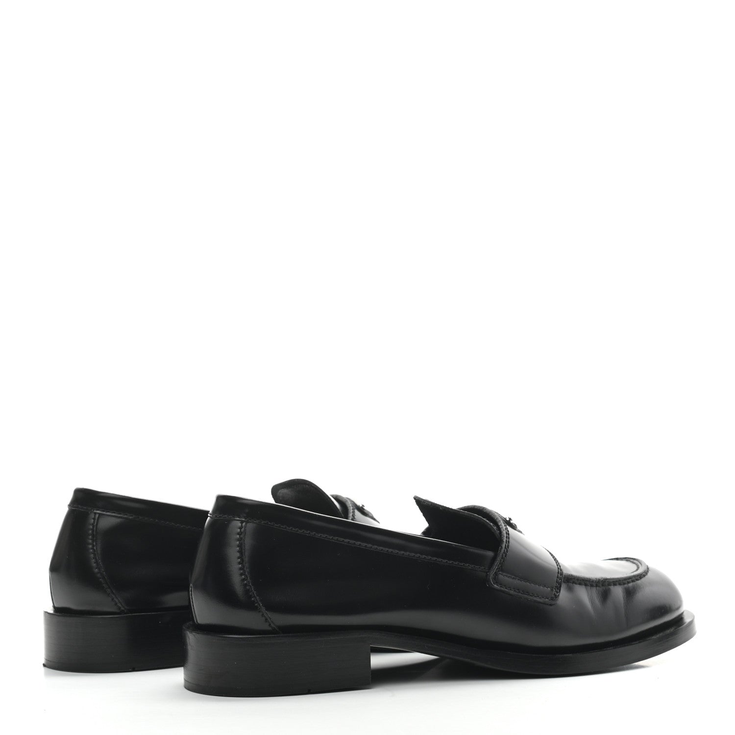 Prada Spazzolato Metal Triangle Logo 20mm Loafers 39.5 Black 4 of 7