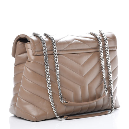 Saint Laurent Calfskin Y Quilted Monogram Medium Loulou Chain Satchel Desert Storm 3 of 10