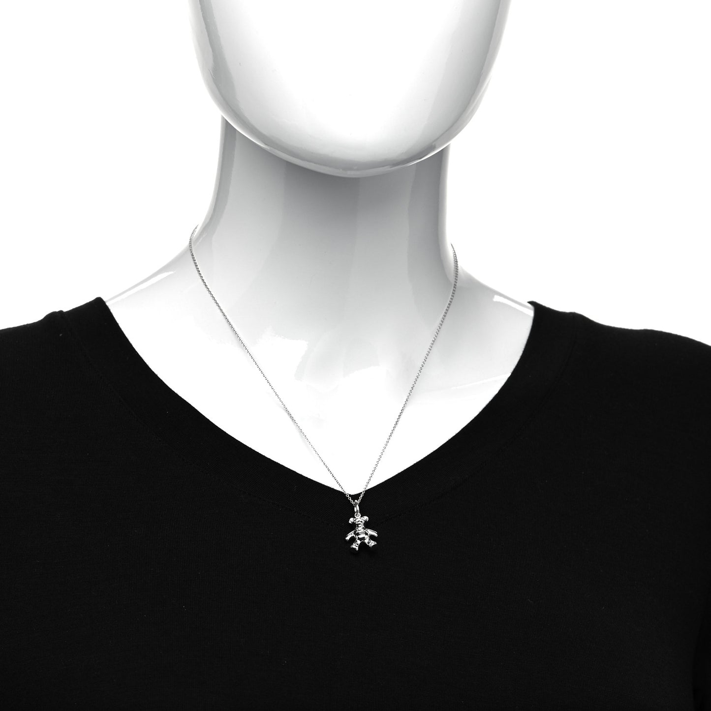 Sterling Silver Teddy Bear Charm Pendant Necklace