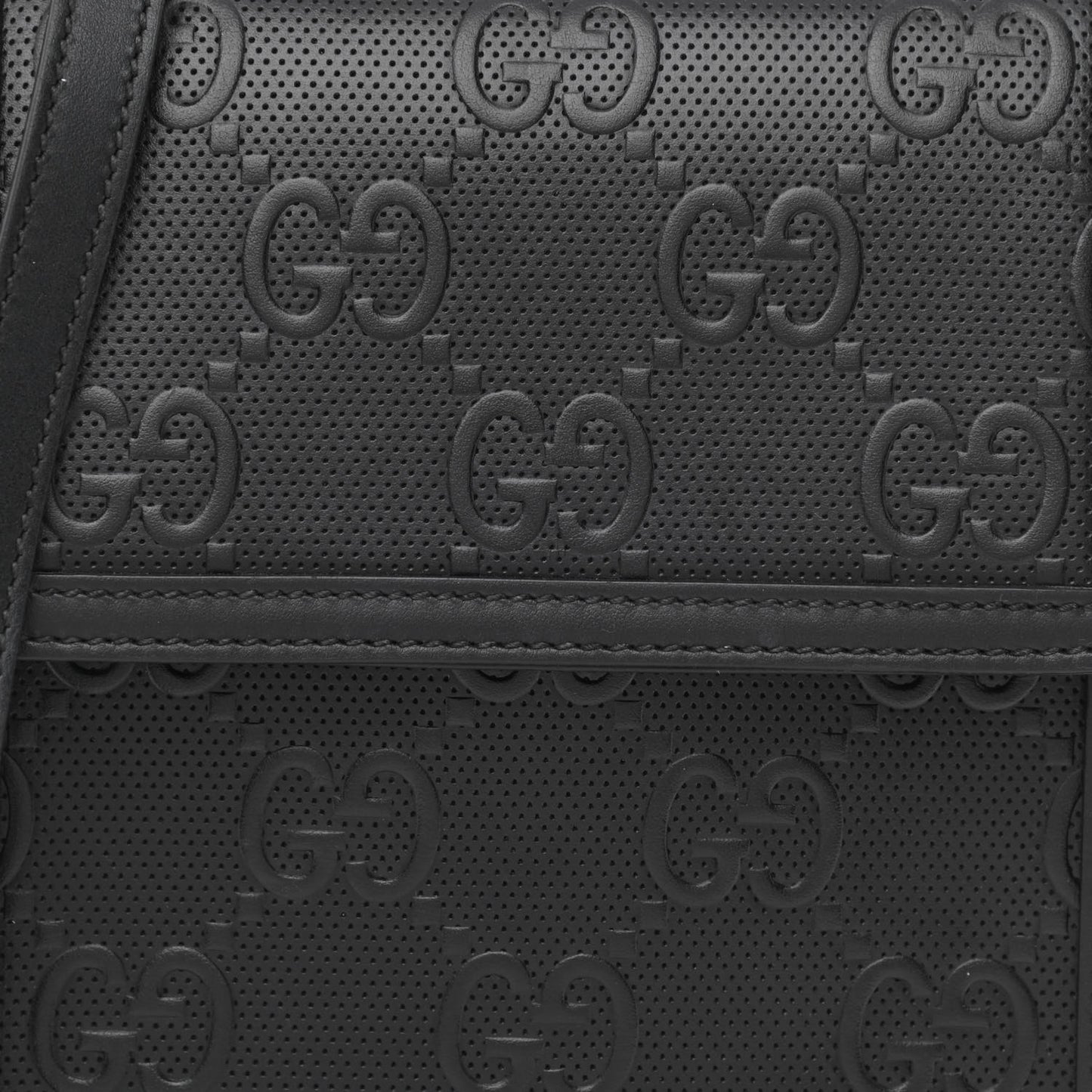 Calfskin GG Tennis Embossed Messenger Bag Black