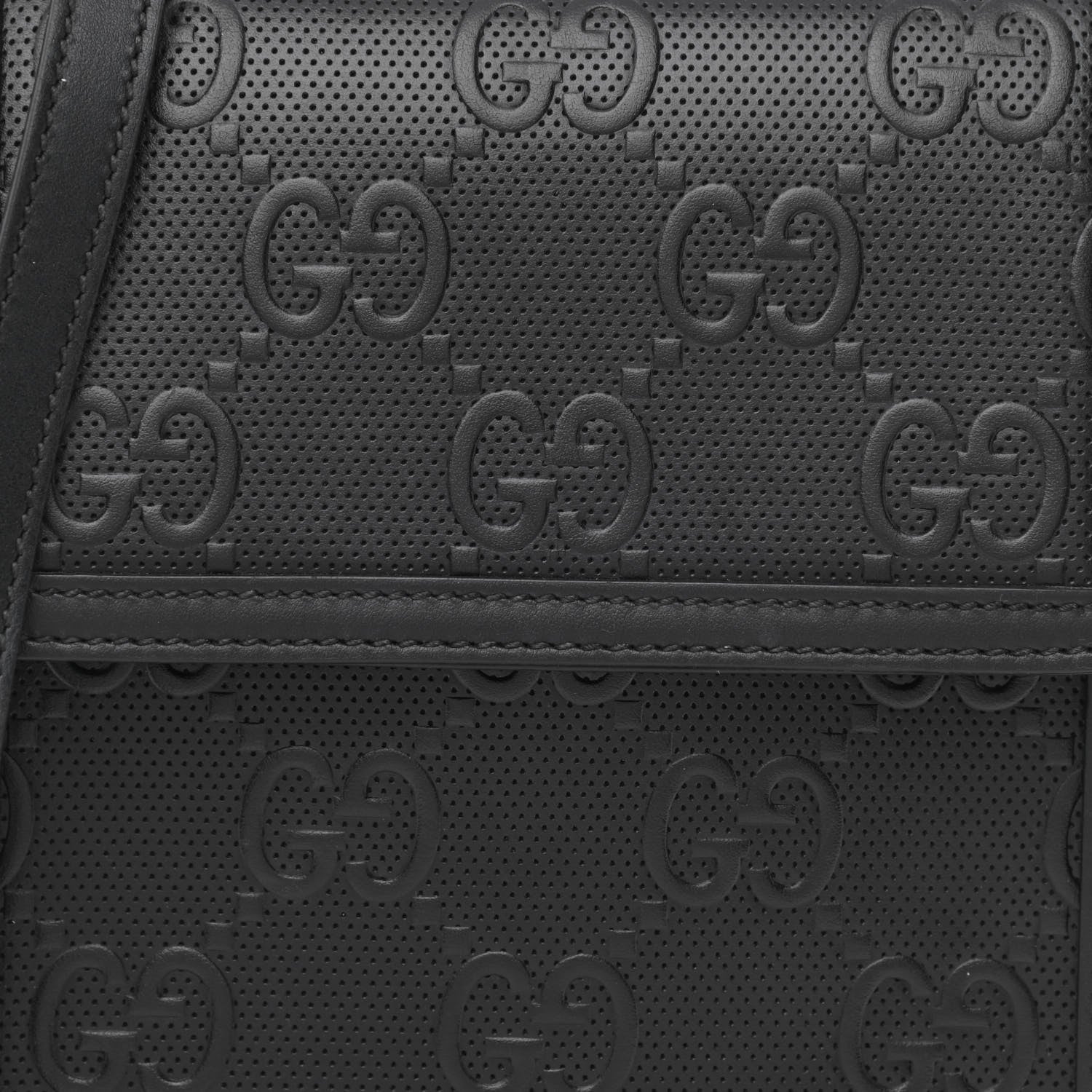 Gucci Calfskin GG Tennis Embossed Messenger Bag Black 8 of 10