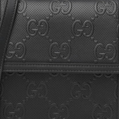 Gucci Calfskin GG Tennis Embossed Messenger Bag Black 8 of 10