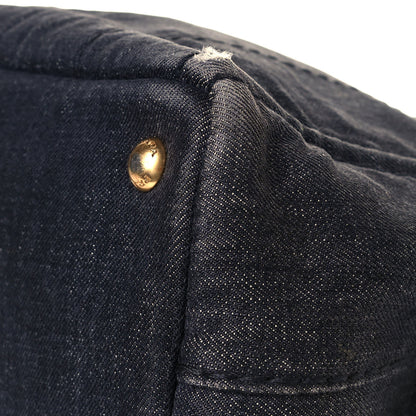 Prada Denim Small Logo Tote Black 10 of 17