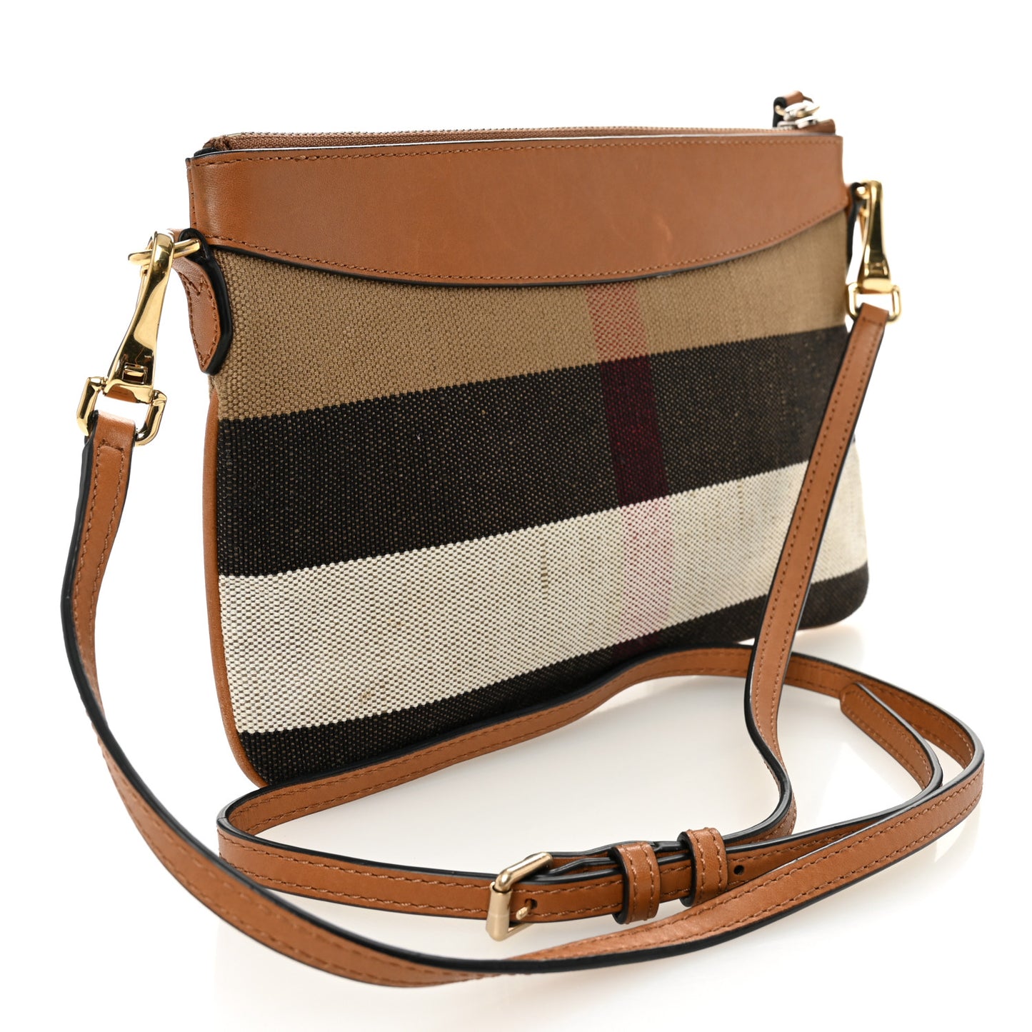 Mega Check Peyton Crossbody Clutch Bag Saddle Brown