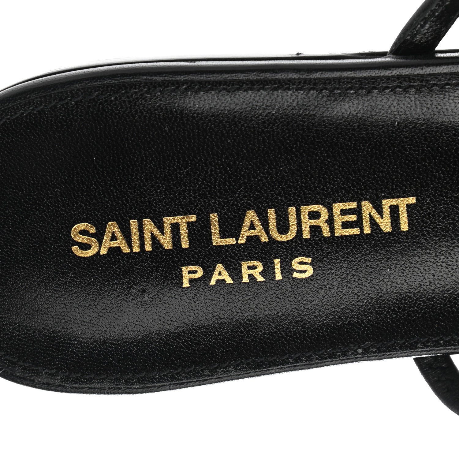 Saint Laurent Calfskin Cassandra Palm Logo Sandals 38 Black 7 of 7