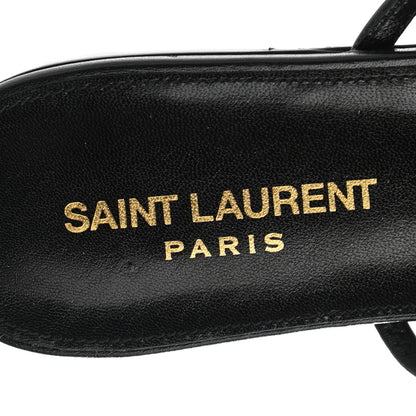 Saint Laurent Calfskin Cassandra Palm Logo Sandals 38 Black 7 of 7
