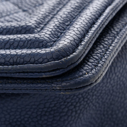 Chanel Caviar Quilted Medium Boy Flap Dark Blue 12 of 13