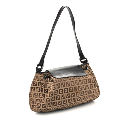 Fendi Zucchino Vitello Drawstring Shoulder Bag Testa di Moro Beige 2 of 13