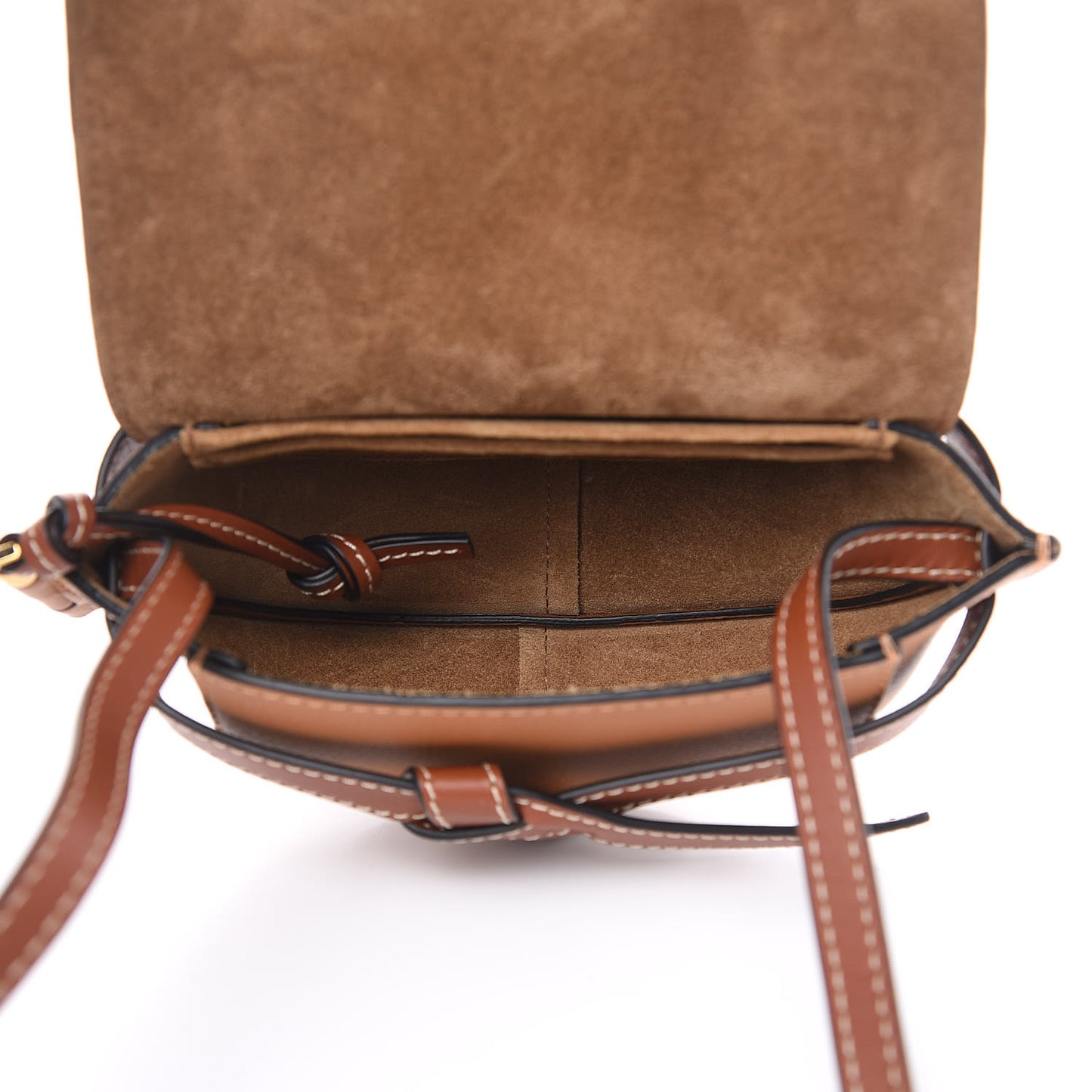 Grained Calfskin Mini Gate Crossbody Bag Caramel Pecan