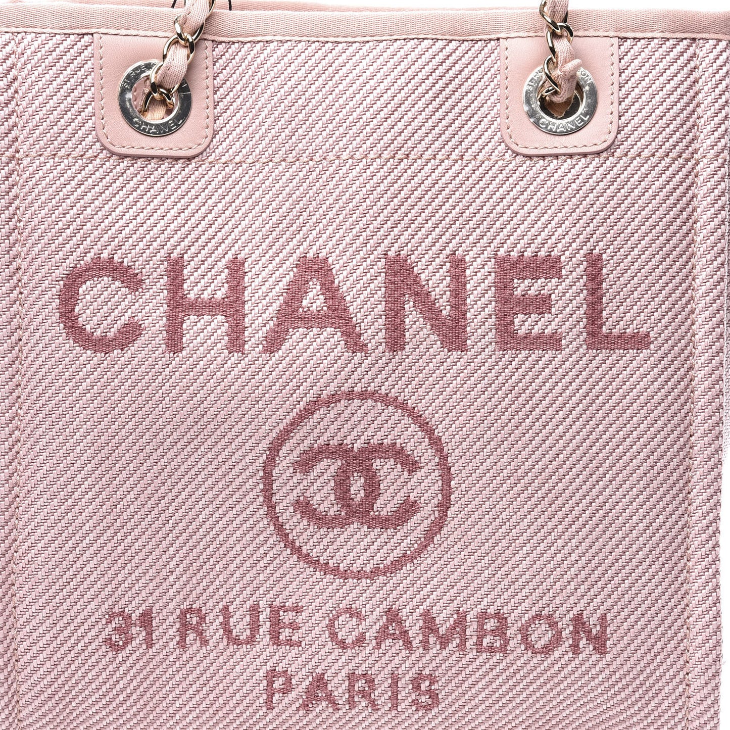 Mixed Fibers Calfskin Mini Deauville Tote Rose Pink