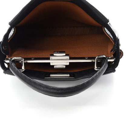 Fendi Cuoio Romano Selleria Bi-Color Medium Peekaboo Iconic Satchel Black Mou 6 of 15