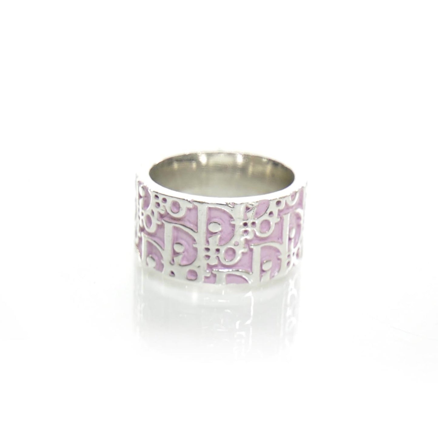 Silver Girly Logo Ring Pink 7.75