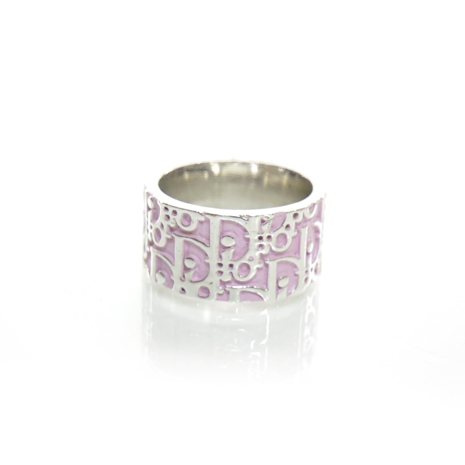 Christian Dior Silver Girly Logo Ring Pink 7.75 2 of 4