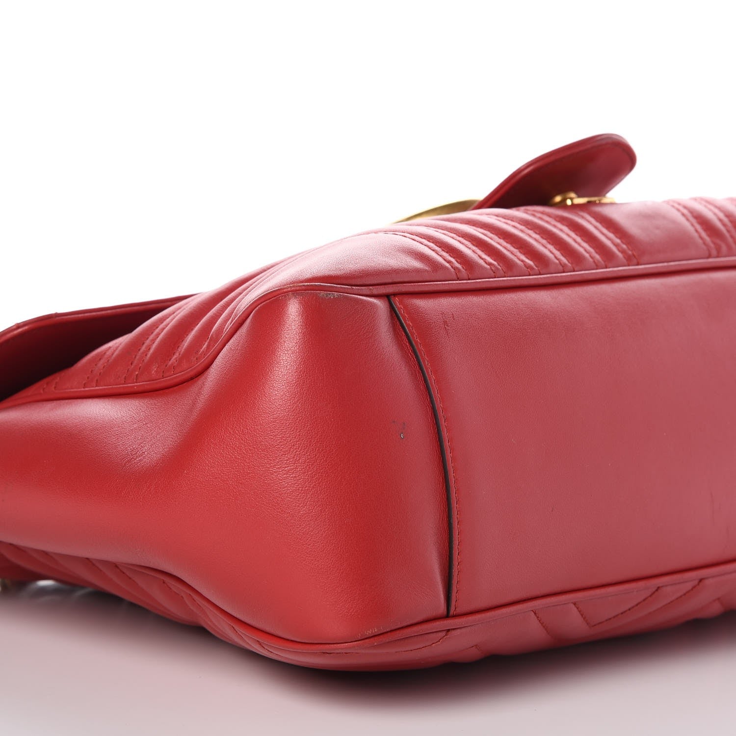 Gucci Calfskin Matelasse Large GG Marmont Shoulder Bag Hibiscus Red 12 of 14