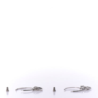 Christian Dior Crystal Hoop Earrings Silver 5 of 6