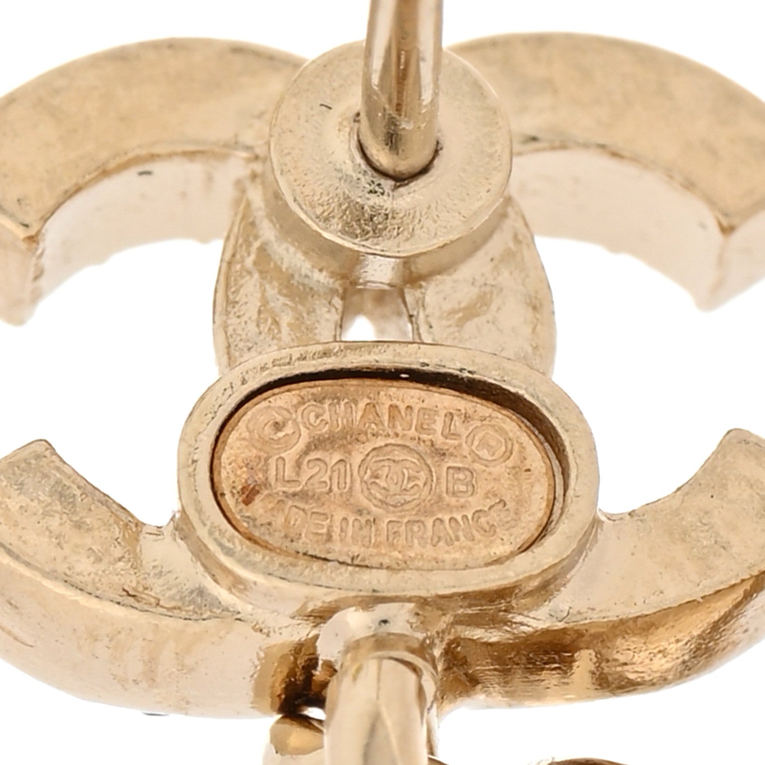 Chanel Crystal CC Drop Earrings Gold 4 of 4