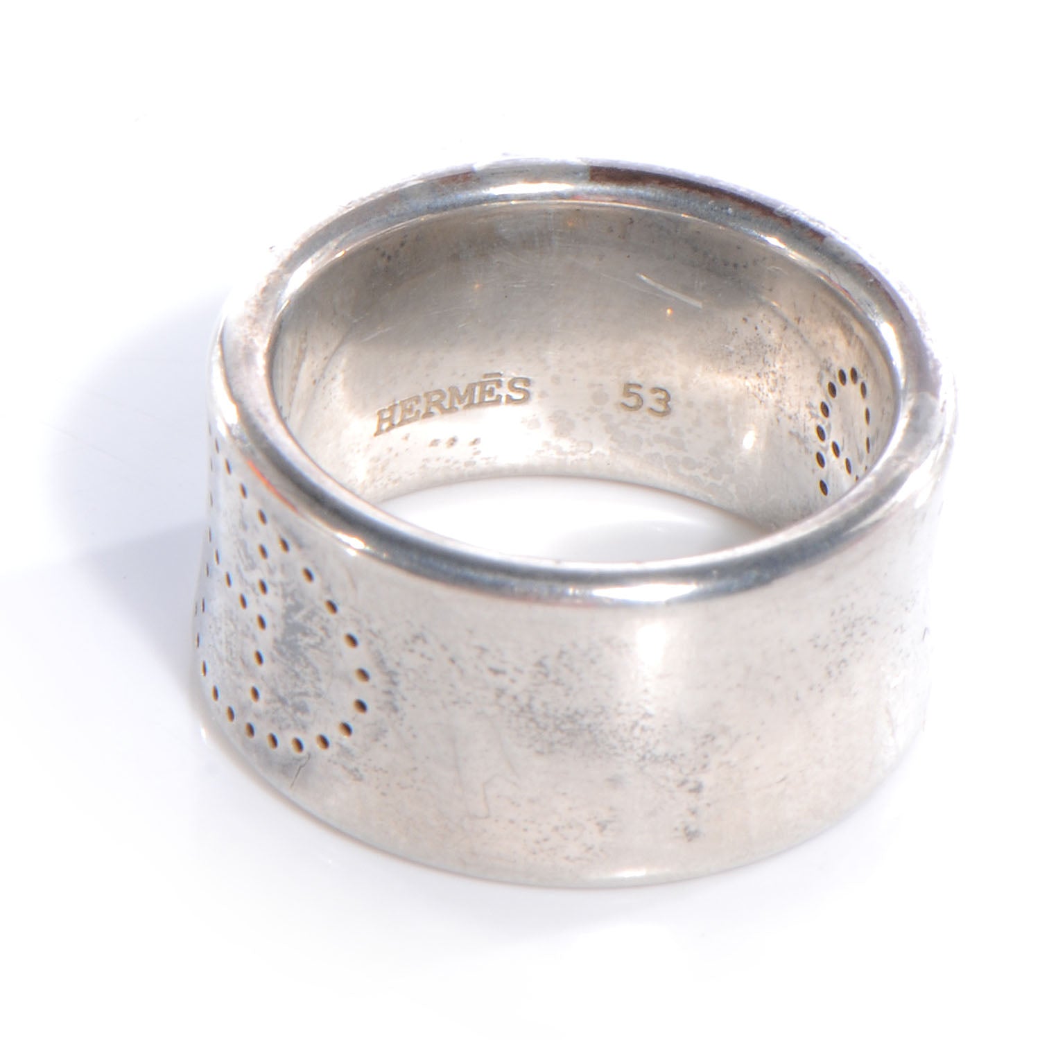 Hermes Sterling Silver Eclipse Ruban Ring GM 53 6 3 of 6
