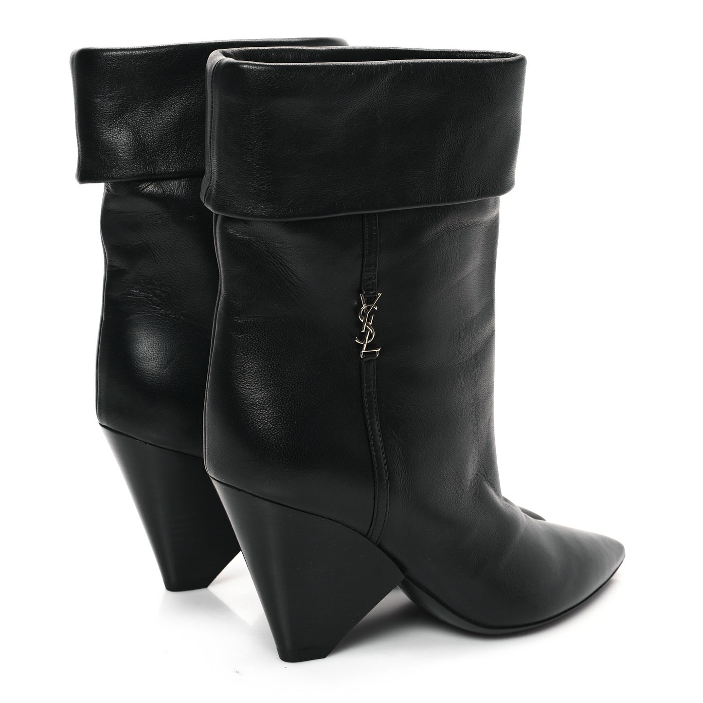 Calfskin Liz 85 Wedge Booties 36.5 Black