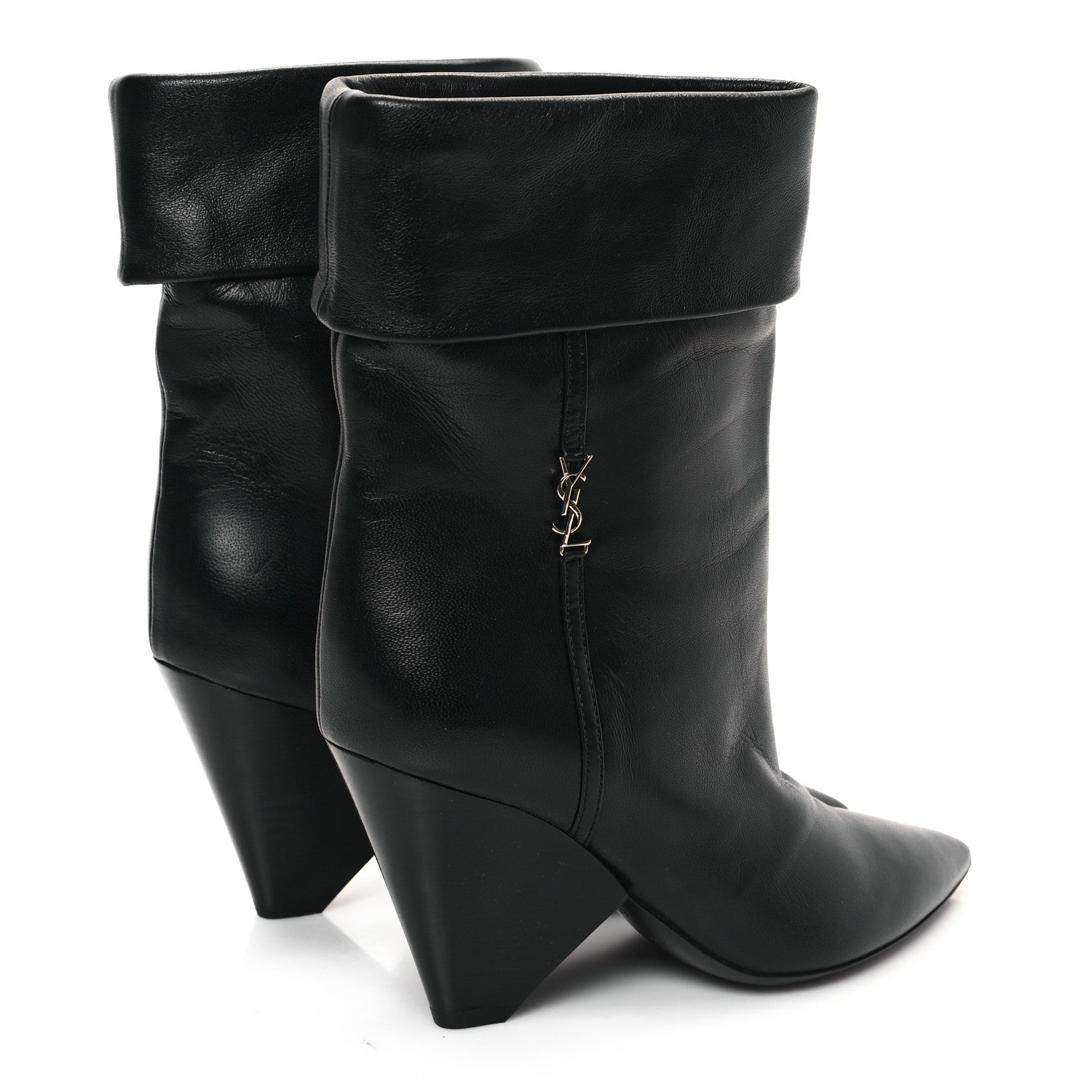 Saint Laurent Calfskin Liz 85 Wedge Booties 36.5 Black 4 of 8