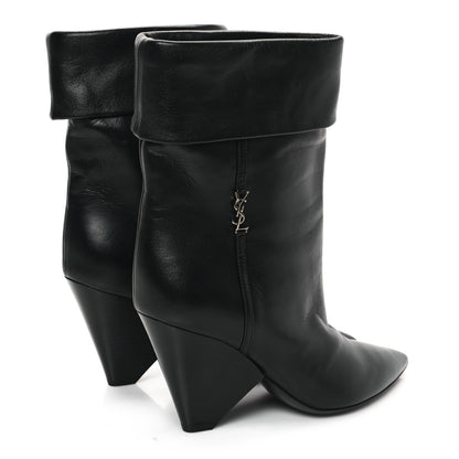 Saint Laurent Calfskin Liz 85 Wedge Booties 36.5 Black 4 of 8