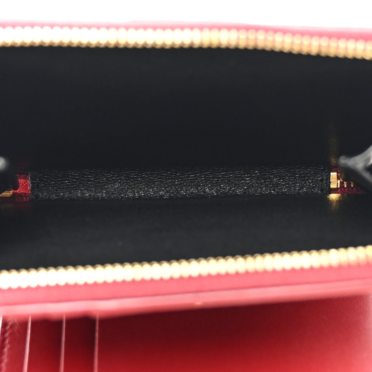 Lambskin Matelasse Chevron Monogram Compact Zip Around Wallet Rouge Opium