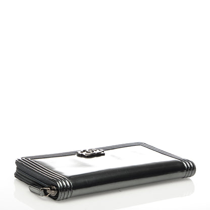 Chanel Glazed Calfskin Boy Zip Around Wallet Grey 4 of 11