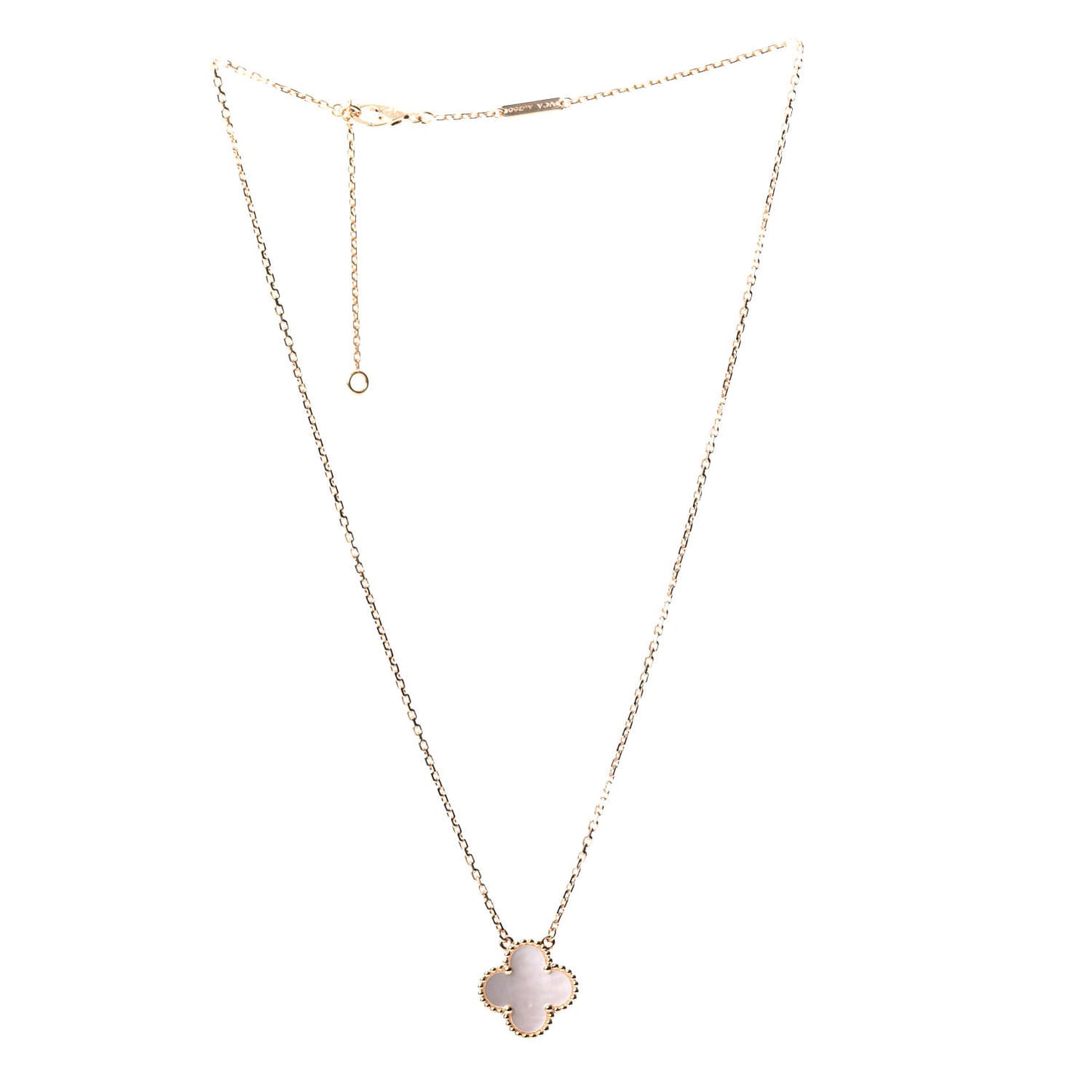 18K Yellow Gold Mother of Pearl Vintage Alhambra Pendant Necklace