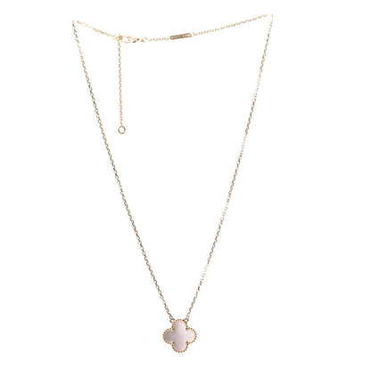 Van Cleef & Arpels 18K Yellow Gold Mother of Pearl Vintage Alhambra Pendant Necklace 2 of 6