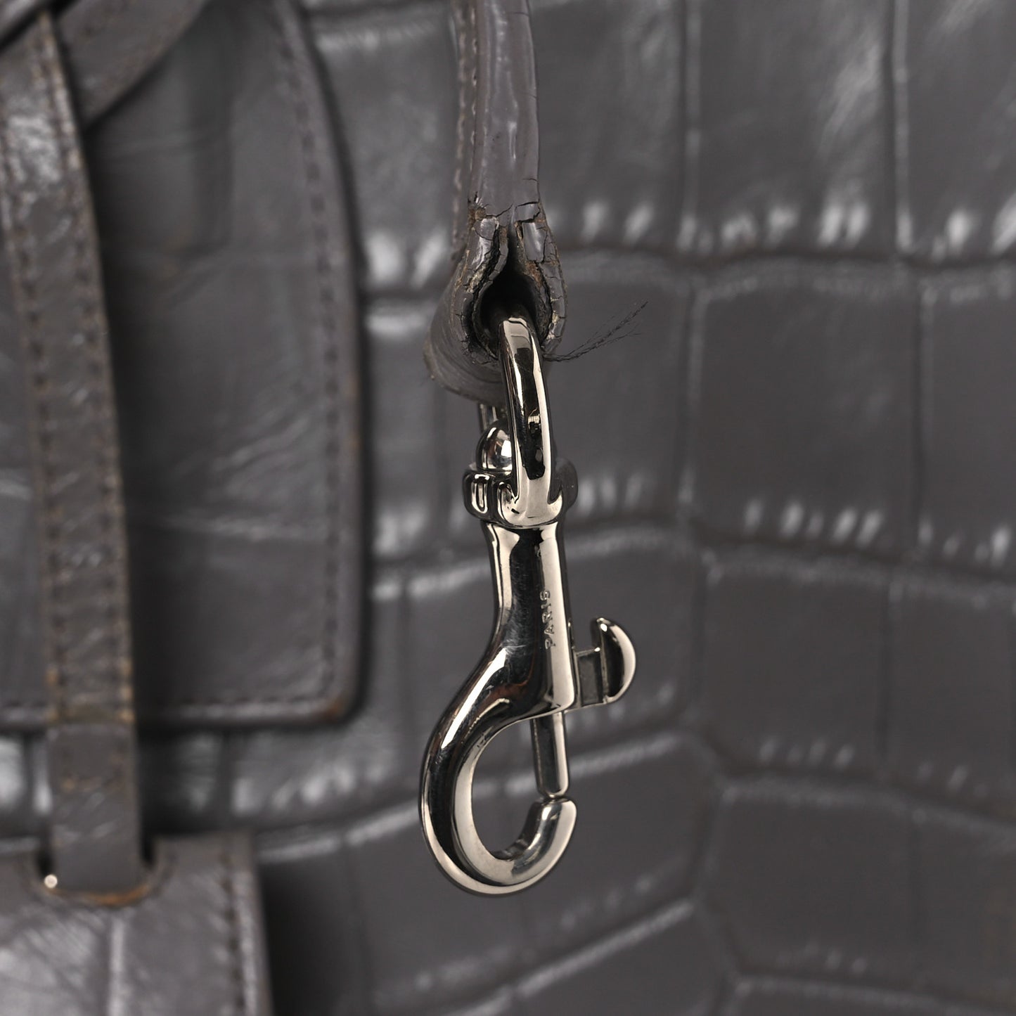 Calfskin Crocodile Embossed Small Sac de Jour Fog