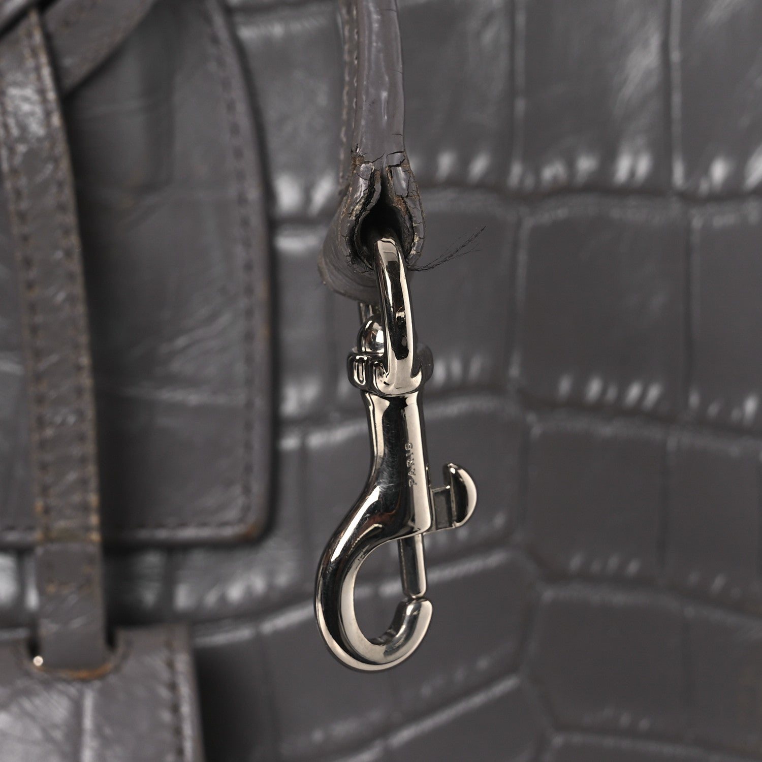 Saint Laurent Calfskin Crocodile Embossed Small Sac de Jour Fog 19 of 19