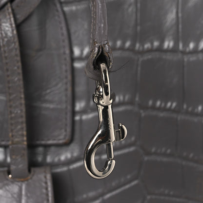 Saint Laurent Calfskin Crocodile Embossed Small Sac de Jour Fog 19 of 19