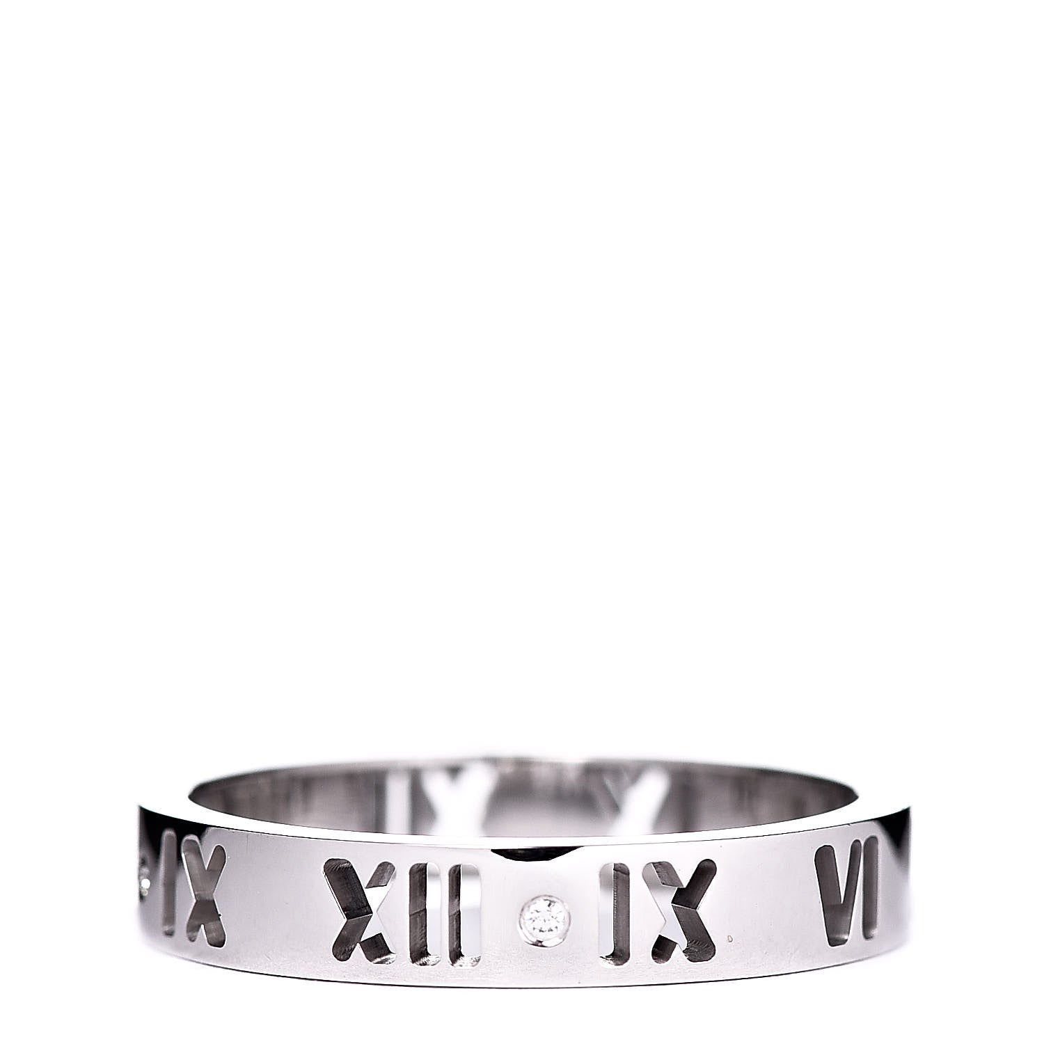 Tiffany 18K White Gold Diamond Atlas Pierced Ring 53 6.25 1 of 5
