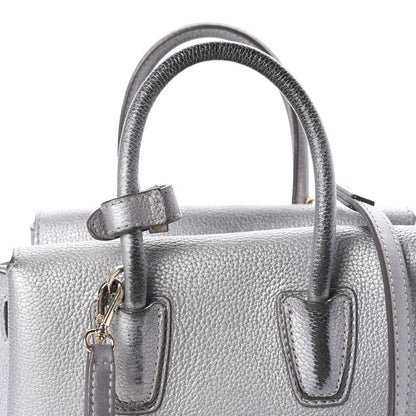 MCM Metallic Grained Calfskin Mini Milla Tote Spike Silver 12 of 13