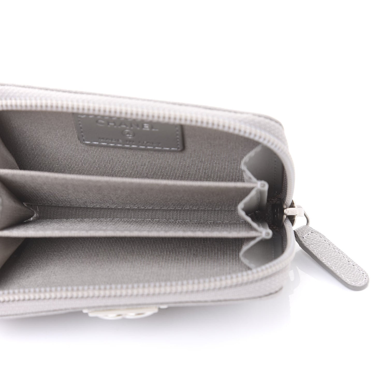 Caviar Quilted Boy Zip Around Coin Purse Wallet Grey