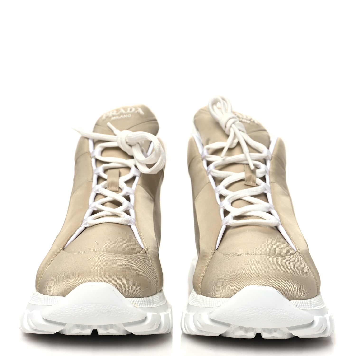 Prada Re-Nylon Gabardine Rubber Triangle Logo Quilted Mens Rush Piuma 50mm Mid Sneakers 39.5 Deserto 3 of 10