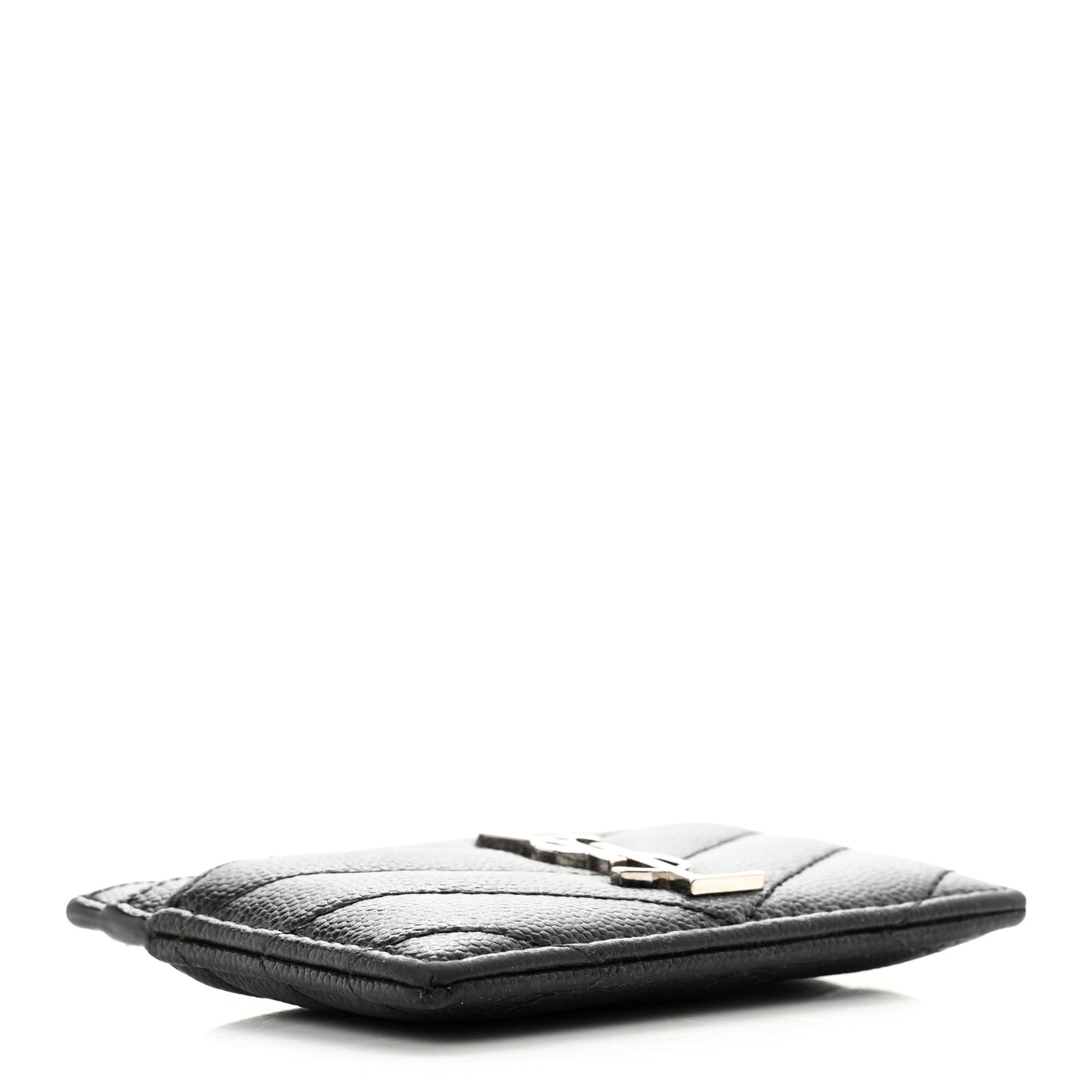 Grain De Poudre Matelasse Chevron Monogram Credit Card Case Black