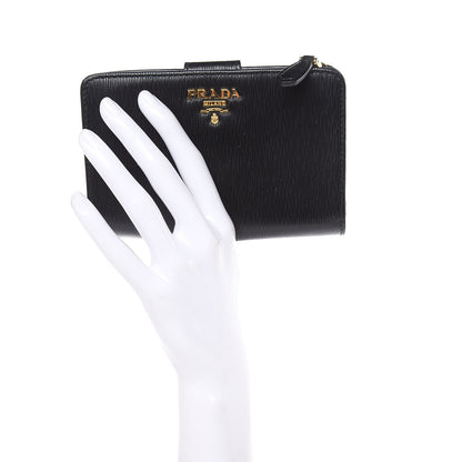 Prada Vitello Move Metal Compact Wallet Black 2 of 9