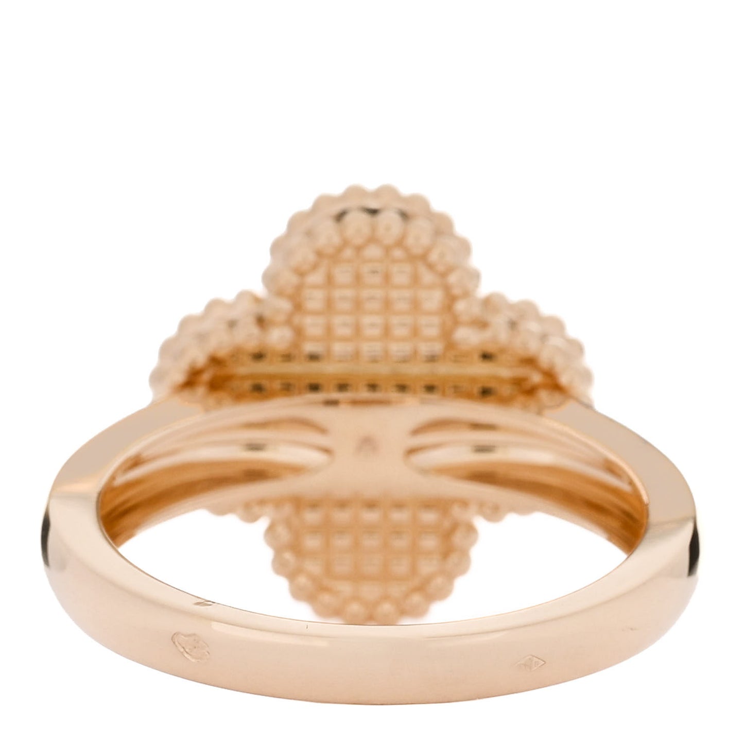 18K Yellow Gold Guilloche Vintage Alhambra Ring 55 7.25
