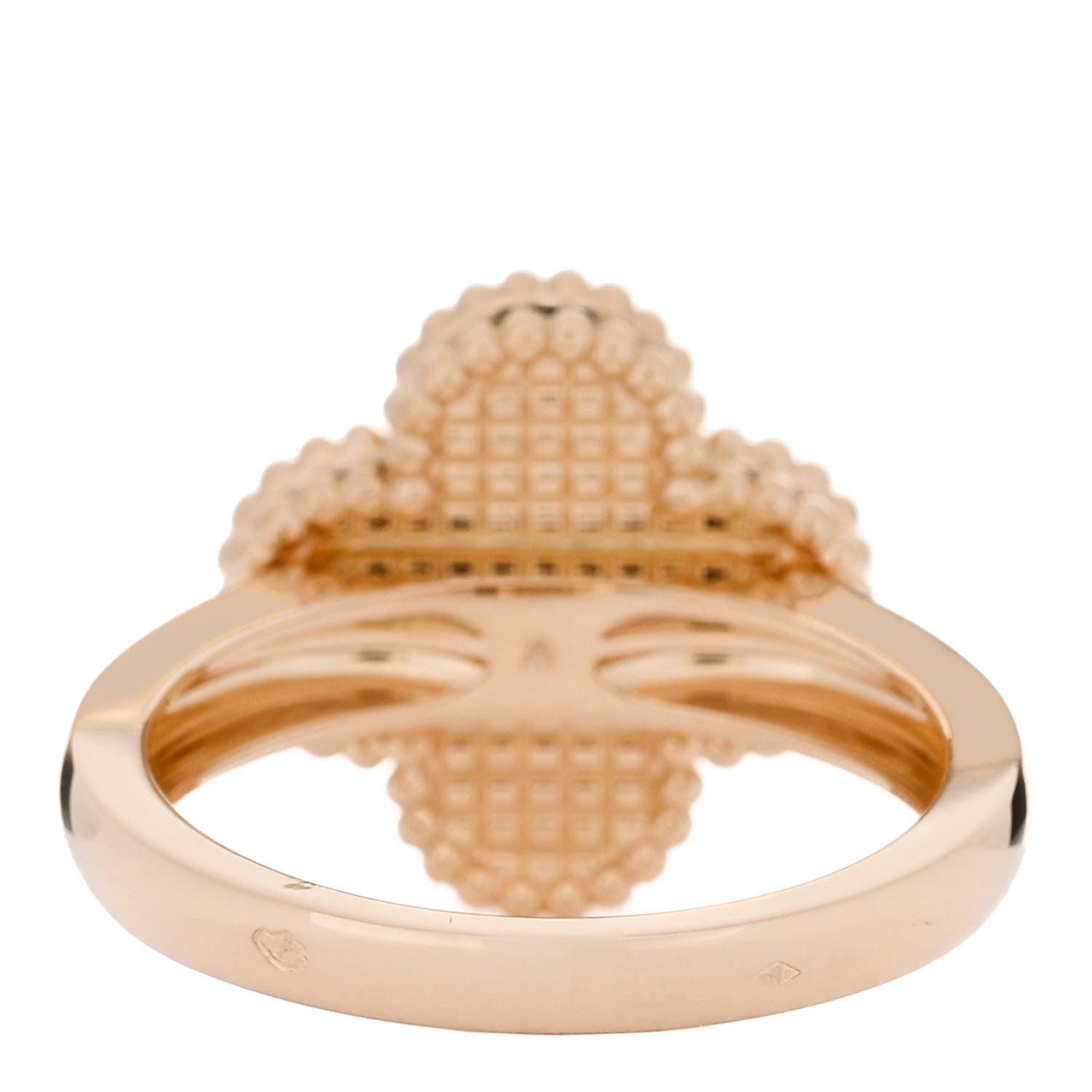 Van Cleef & Arpels 18K Yellow Gold Guilloche Vintage Alhambra Ring 55 7.25 3 of 5