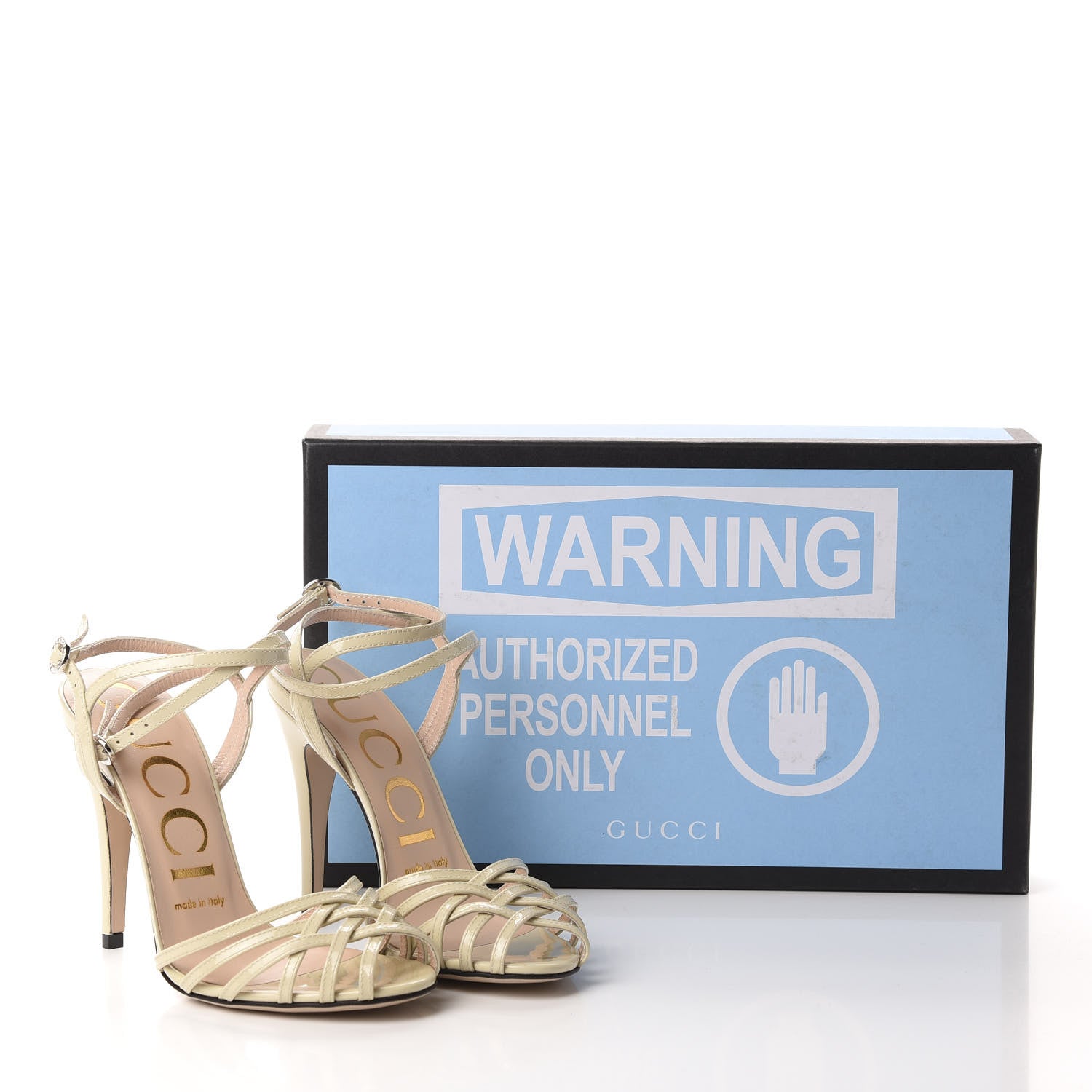 Gucci Vernice Crystal Sandals 36.5 Vintage White 9 of 9