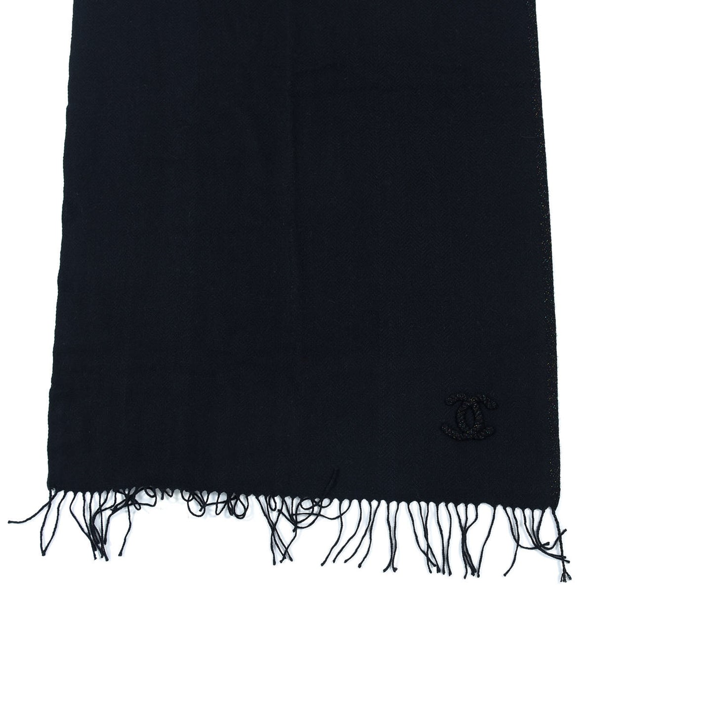 Cashmere CC Fringe Scarf Black